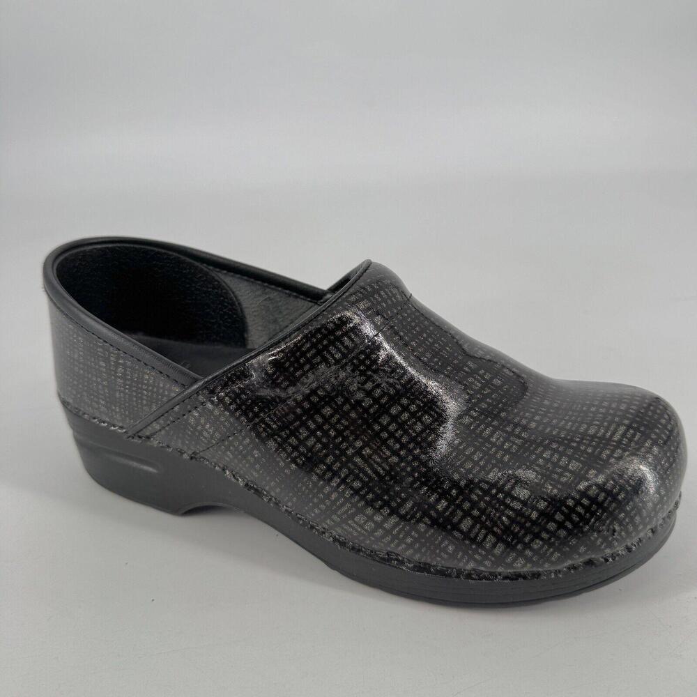 Black Patterned Slip-On Clog for Women